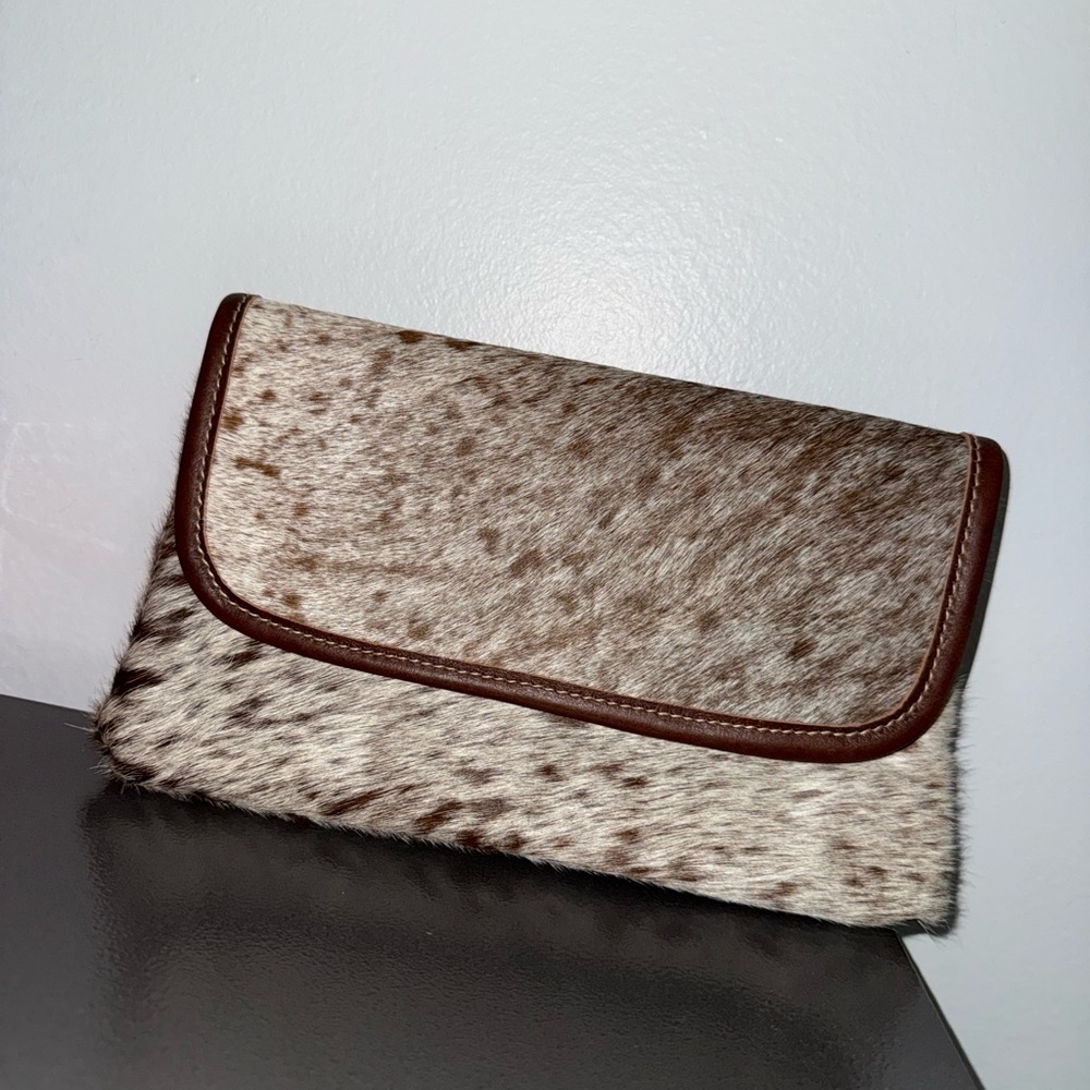 Cowhide Clutch with Brown Trim